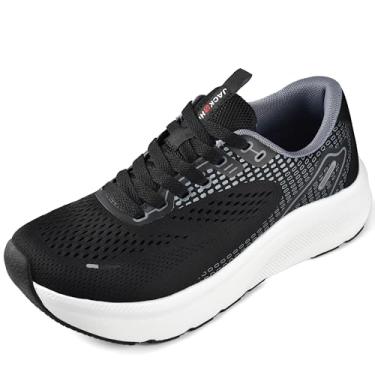 Imagem de JACKSHIBO Sapatos masculinos com bico largo, suporte de arco, tênis de largura larga para corrida, caminhada, tênis, ortopédico, fascite plantar, treino, flux, com sola grossa acolchoada zero drop