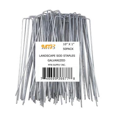 Imagem de Pacote com 50, 25 cm, 11 GA(0,3 cm), grampos de paisagem, estacas de jardim, pinos de rede de cerca, pontas de solo, cobertura de grama, pinos de tecido, galvanizados antiferrugem