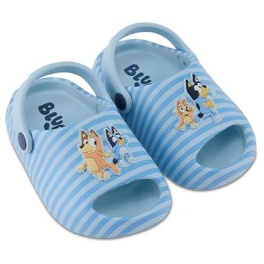 Imagem de Bluey Tamanco infantil de EVA e Bingo – Tamanco de EVA moldado com bico aberto para meninos e meninas com sapatos de bandido, chili e bingo, Listra azul, 22