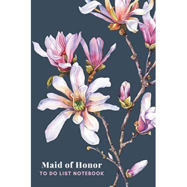 Imagem de Maid of Honor To Do List Notebook: Blush Pink Magnolia Flower Art on Classic Navy Blue/Checklist Planner/Event Planning Journal/Wedding Gift For Maid of Honor from Bride/Cute Card Alternative