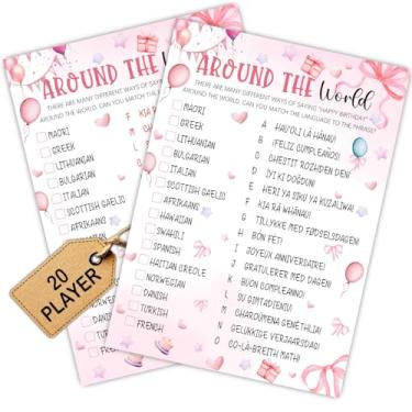 Imagem de Artigos de festa do pijama com tema de laço rosa Coquette - Cartão de jogos de festa do pijama rosa - Coisas de festa do pijama - Ideia criativa de jogos de aniversário para noite - Em todo o mundo