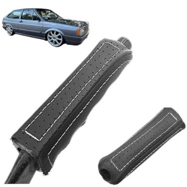 Imagem de Capa Couro Manopla Alavanca Freio De Mão Compatível Com Gol Quadrado (TRADICIONAL/LINHA PRATA)