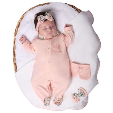 Imagem de Saída de Maternidade Menina Pequena Princesa Salmão 04 Peças - Mavi Ba