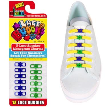 Imagem de Lace Buddies - Pingentes de renda para tênis da uLace - Pacote com 12 peças, Emoji de coração roxo brilhante e Kelly, Heart