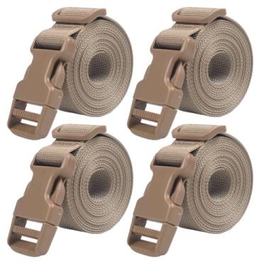 Imagem de XTACER Mochila acessório alça alça bagageiro alça alça alça bolsa de dormir com fivela (bronzeado - tiras de fivela de liberação (pacote com 4))