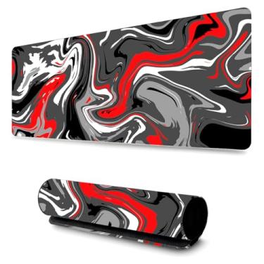 Imagem de Mouse Pad Gamer Profissional Confortável Antiderrapante Escritório e Games 90x40cm Abstrato Preto e Vermelho