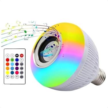 Imagem de Lâmpada LED Musical Bluetooth RGB, 12W, Com Alto-Falante 3W e Controle Remoto, Bivolt