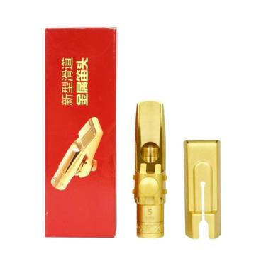 Imagem de Bocal de Saxofone Alto Dourado Fosco 5C/6C/7C/8C com Tampa Deslizante,