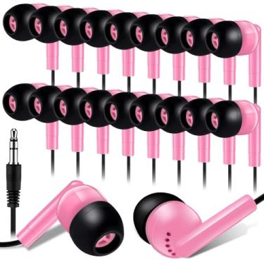 Imagem de Kanayu Pacote com 100 fones de ouvido com fio a granel para sala de aula, fones de ouvido básicos para estudantes, sem microfone, com conector de 3,5 mm para crianças, aula, laptop, biblioteca escolar