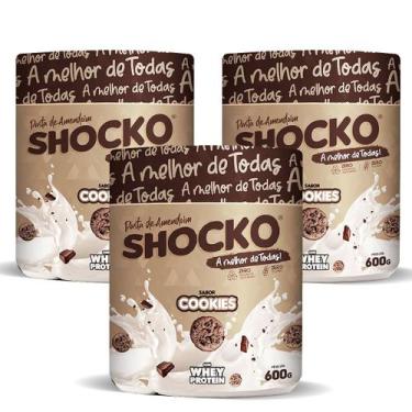 Imagem de Kit 3 Pasta de Amendoim com Whey Protein Shocko 600g, Três Cookies