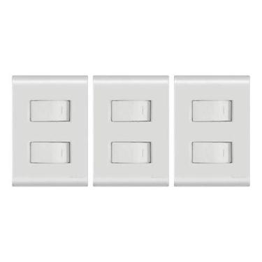 Imagem de Interruptor 2 Teclas Simples 4x2 Liz Tramontina - Kit 3 Un., Branco