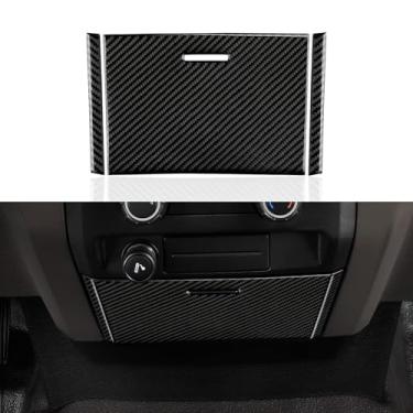 Imagem de Youtaiche Painel de caixa de armazenamento inferior do console central de carro adesivo decalque de fibra de carbono capa de acabamento interior para acessórios Ford F150 2009 2010 2011 2012 2013 2014