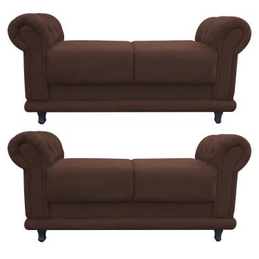 Imagem de Kit 02 Recamier Barcelona Suede Marrom