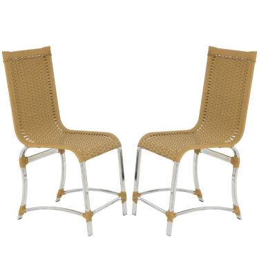 Imagem de 2 Cadeiras De Jantar Em Alumínio Polido e Fibra Sintética