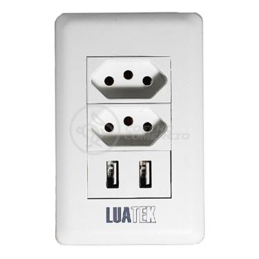 Imagem de Tomada De Parede 2 Entrada Fonte 2 Usb 5v 10a Bivolt