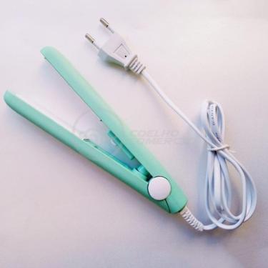 Imagem de Mini Chapinha Prancha Portátil 17cm Bivolt 110v220v Azul