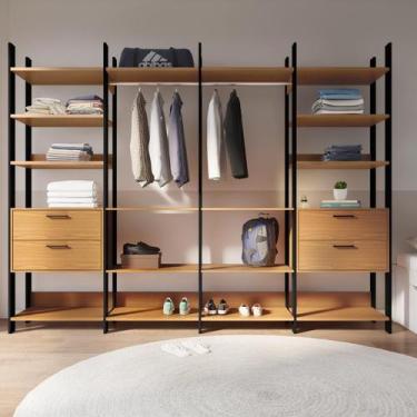 Imagem de Guarda-Roupa Closet Modulado Clamart 4 GV Freijó e Preto - Mobly