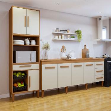 Imagem de Cozinha Compacta Campo Grande 7 Portas 4 Gavetas Branco - Kaiki Móveis