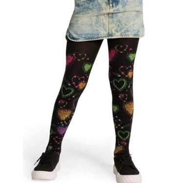 Imagem de Meia Calça Selene 9555 Fio 80 Juvenil Inverno Infantil, Preta coração,