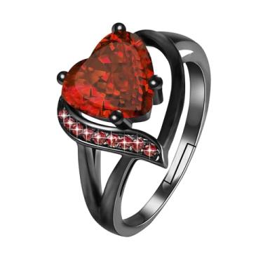 Imagem de Luckilemon Anel de noivado de coração, anel de promessa de eternidade para mulheres, anéis de compromisso de casamento de zircônia cúbica de corte radiante, presente de joias, presente de amizade