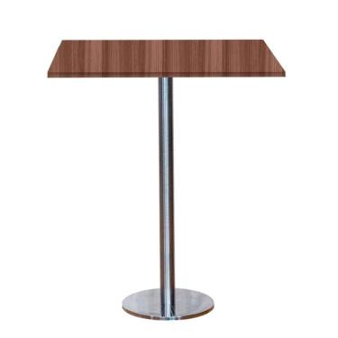 Imagem de Mesa Pisa Beta Bistrô Fratini 107,50cm (a) Disco Redondo Inox Tampo Mdp Quadrado Walnut 70cm (l)