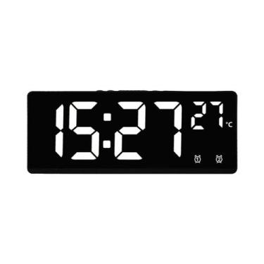 Imagem de Despertador Digital LED Com Controle De Voz, Soneca Dupla, Display De 