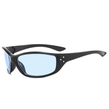 Imagem de Óculos de sol estilo olho de gato retrô, cor de doce, feminino, esportivo, punk, masculino, tendência (preto e azul)