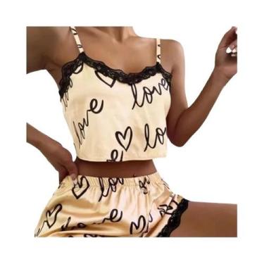 Imagem de Conjunto de Pijama Feminino Sexy 2 Peças - Camisola, Regata e Shorts, 