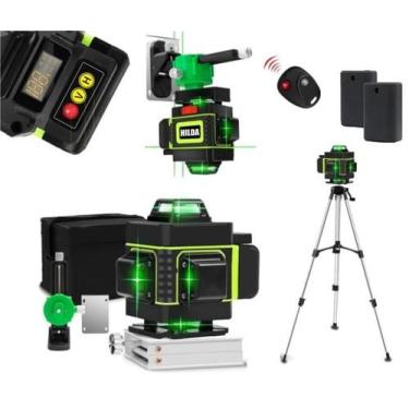 Imagem de Nível Laser Verde 16 Linhas Mostrador Digital Hilda 2 Baterias Recarre