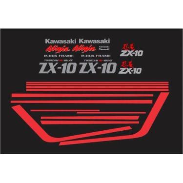 Imagem de Kit Adesivos Kawasaki Ninja Zx-10 1988 Preta Zx1086p1 - SPTS