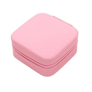 Imagem de Porta Joias Portatil Viagem Estojo Maleta Caixinha Com Ziper Cor:Rosa