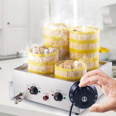 Imagem de Máquina De Pães Cozidos No Vapor Elétrico De Quatro Furos, Pães De Pão De Comida Comercial Vaporizador A Vapor, Temperatura De 30-110 °c, Alarme De Ebulição A Seco, Para Buffet De Loja Em C
