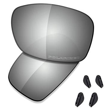 Imagem de SAUCER Lentes de reposição premium e protetores de nariz para óculos de sol Oakley Dispute OO9233 de alta definição - Metal cromado polarizado