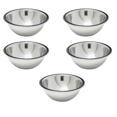 Imagem de 5 Tigela Inox Redonda 18cm Bolw Saladas Massas 900ml - KEHOME