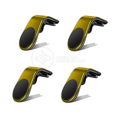 Imagem de Kit 4 Suporte Adaptador Magnético Veicular Universal Clip Car Holder De Carro Tipo L  - Dourado