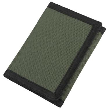 Imagem de Carteira masculina esportiva de lona com três dobras RFID, linda bolsa de moedas com zíper e bolso frontal para crianças, cor camuflada, Verde, Small, Estilo sólido