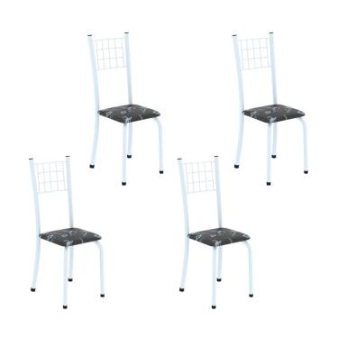 Imagem de Kit 4 Cadeiras Tubular 95x37x40 Cm Dany Preto Floral / Branco