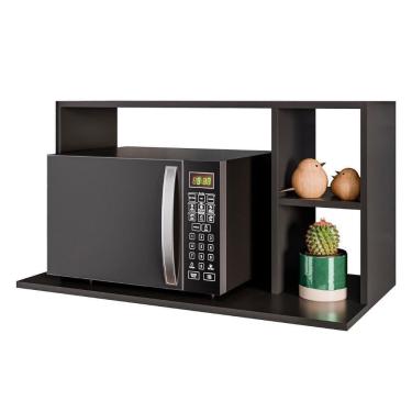 Imagem de Suporte Micro-ondas Forno Armário Aéreo 80cm 2 Prateleiras Maya Z34 Preto - Mpozenato