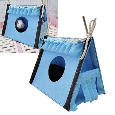 Imagem de Pssopp Hamster Tunnel House Toy Com Uma área de Descanso Particular, para Hamsters, Coelhos, Ratos, material: Feltro (Azul)