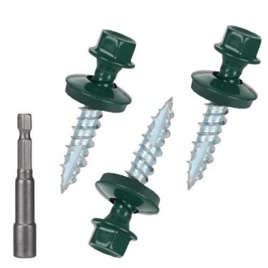 Imagem de Parafusos de telhado de metal Bobibbi 10 x 2,54 cm verdes 250 unidades