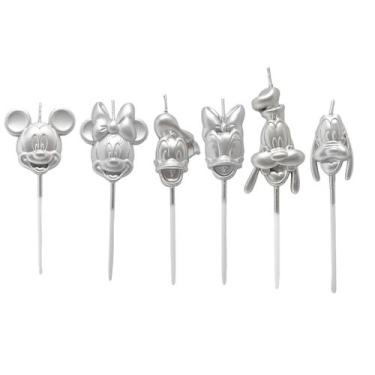Imagem de Vela aniversario turma do mickey prateada 6 unidades disney - Silver F