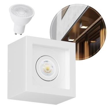 Imagem de Spot Recuado Sobrepor Dicroica Teto Beiral Alumínio + LED MR16 Gu10 MF217 (Branco (Branco Quente))