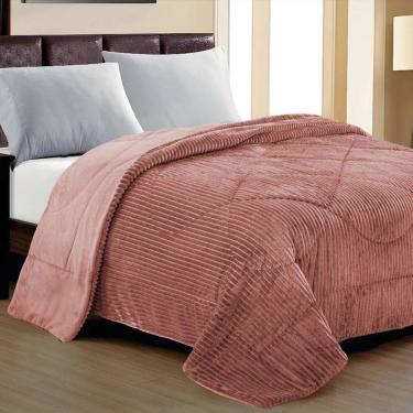 Imagem de Cobertor Aveline Casal Queen Manta Plush Canelada 01 Peça Toque Macio - Rose