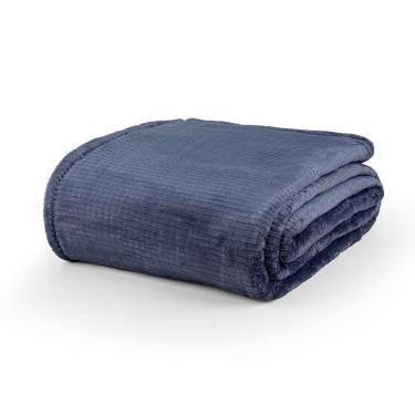 Imagem de Cobertor Manta Deluxe 1 Peça Casal Queen Toque Suave Flannel - Azul Noturno - 100% Poli...