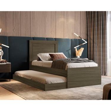 Imagem de Cama Luara Solteiro Com Auxiliar Castanho – VJ Móveis