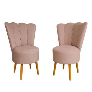 Imagem de Kit 2 Cadeiras Decorativa Pétala Veludo Luxo Premium Pés Retrô Palito 