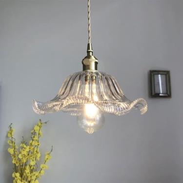 Imagem de Luminárias Vitage Pedat, Luzes De Vidro Floral Hagig Pedat, Colorido Chadelier Ajustável Hagig Droplight Para Kitche Islad Livig Room Hallway Bedroom, Clear, 20cm