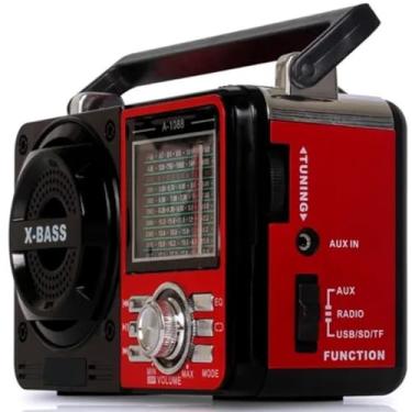 Imagem de Rádio Bluetooth Portátil FM/AM/SW, Rádio Vintage com Bateria Recarregável, Alto-falante Bluetooth Retrô com AUX TF USB (Vermelho)