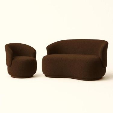 Imagem de Conjunto de Poltrona + Namoradeira Decorativa Sala Estar Orgânica Beat