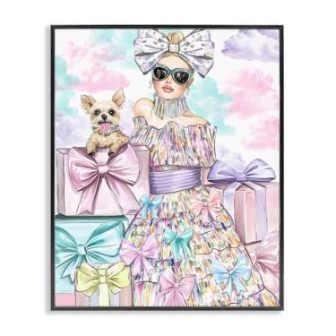 Imagem de Stupell Industries Design de arte giclée emoldurado com fita fashion feminina e filhote preto por Jess Stempel, 76 x 61